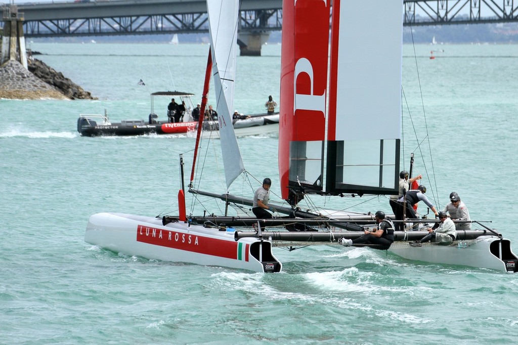 Luna Rossa and Emirates Team NZ - Practice Racing, Waitemata Harbour © Richard Gladwell www.photosport.co.nz